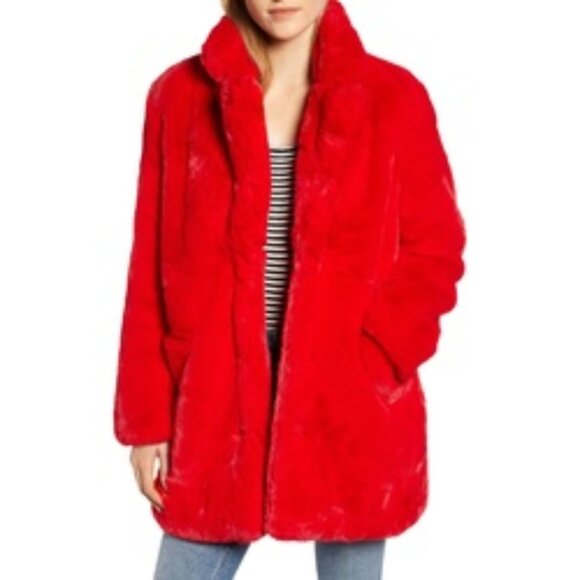 Apparis Sophie Faux Fur Jacket Scarlet Red Size S - Picture 6 of 9